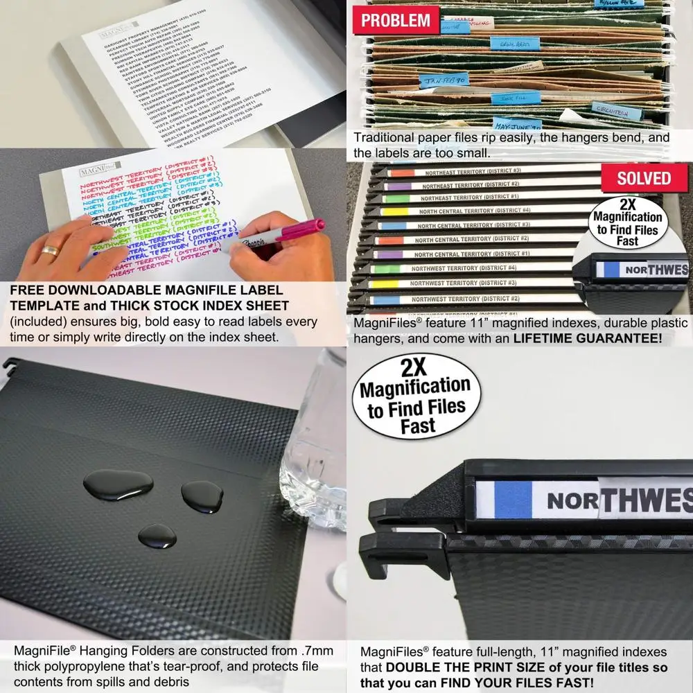 مجلدات ملفات مرتفعة مع فهارس مقاس 11 بوصة للتحديد السريع و20 مجموعة سوداء