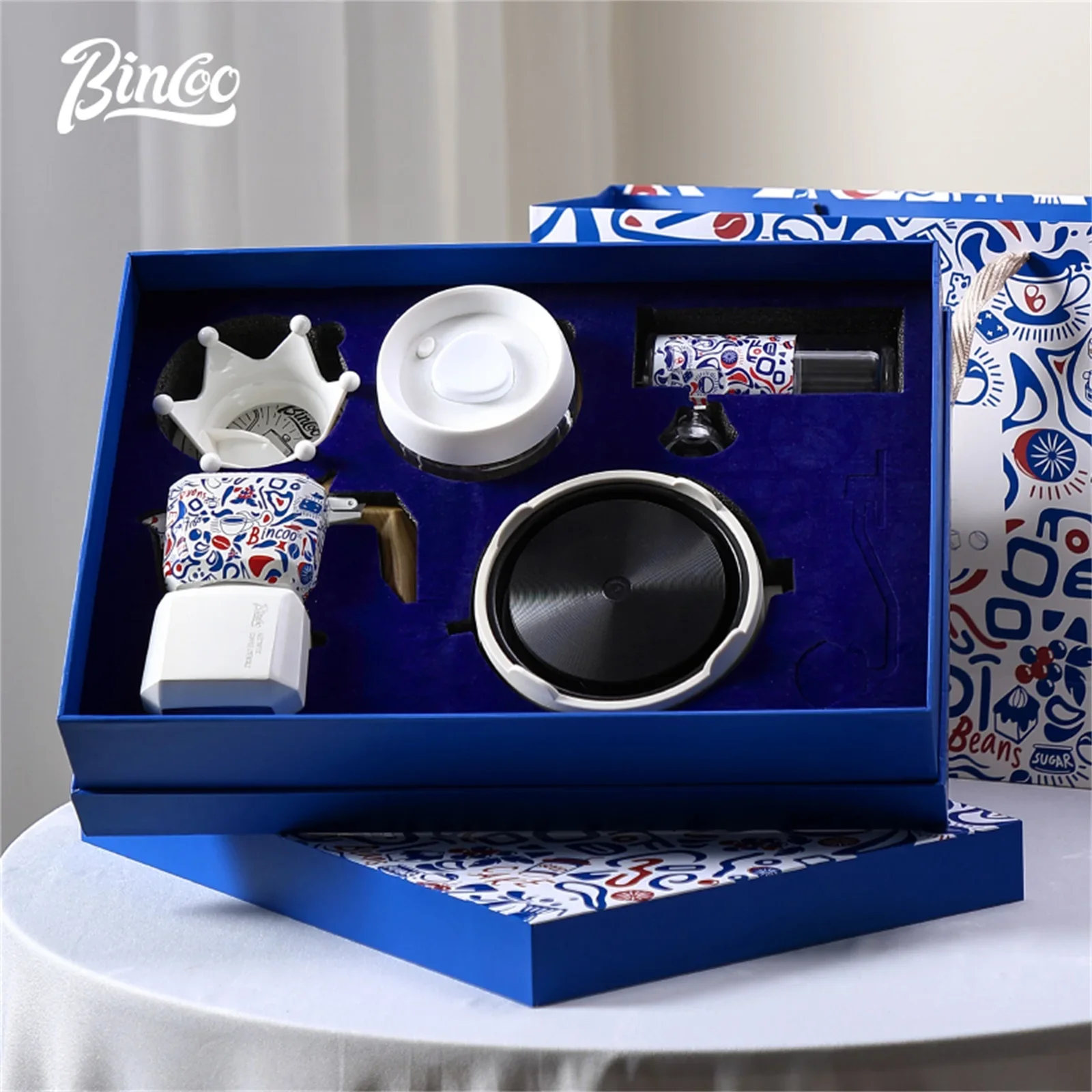 

BINCOO двойной клапанный горшок для мока квадратный кофейник кофеварка для эспрессо подарочная коробка набор итальянский домашний уличный кофейник ручной заваривания 220 В