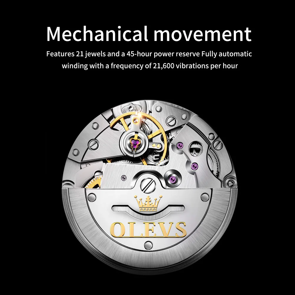 OLEVS 6650 Brand original authentic steel belt rotatable dial enlarged calendar men's mechanical watch watch