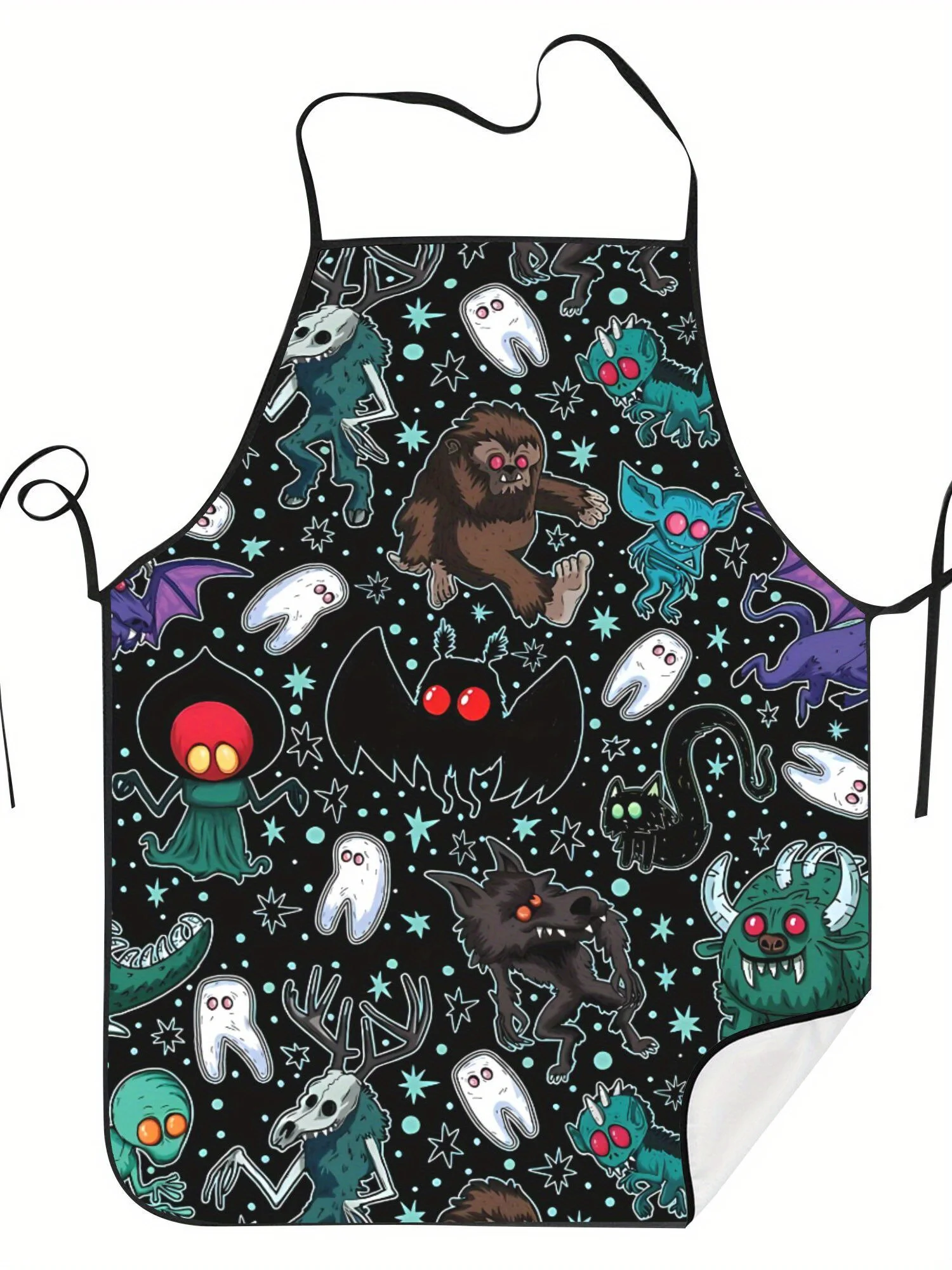 2D Print Design Cryptids Night Funny Apron Cook Restaurant Printed for Men And Women Machine Wash