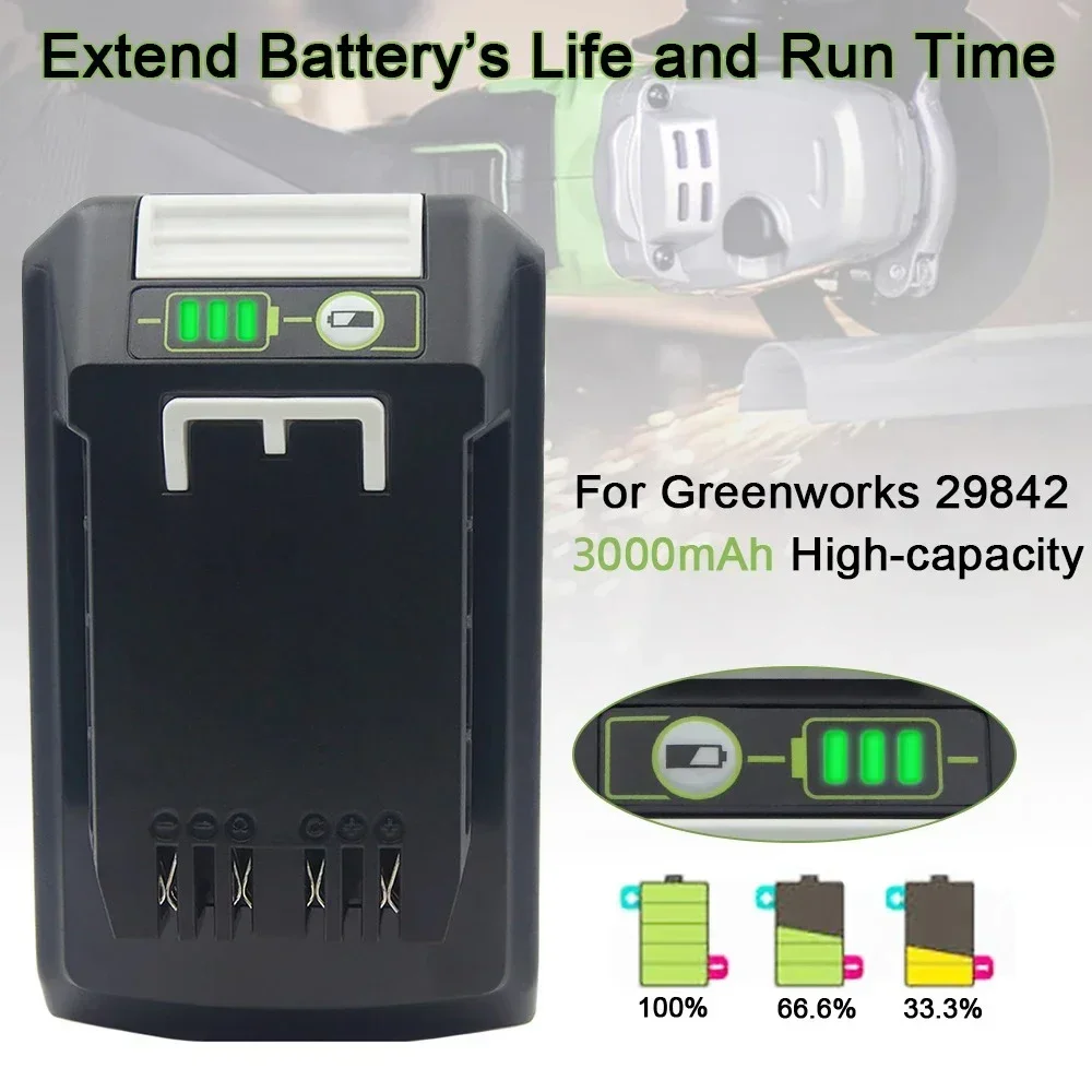 2025 24V 3.0Ah Lithium-ion Replacement Battery G24B2 for Greenworks ALL devices of 24V tools 29842 29852 BAG708 29322 21342