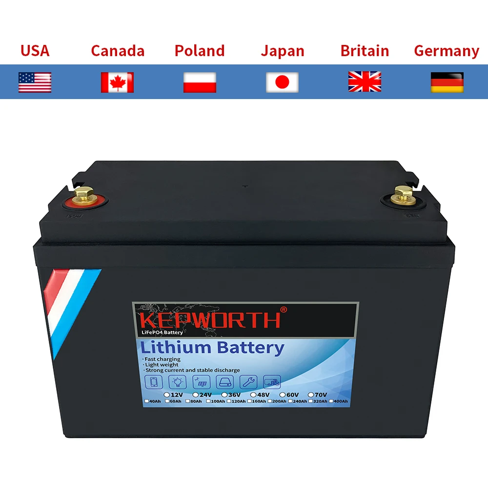 New 12V 100Ah LiFePO4 Storage Battery BMS Lithium Power Batteries 6000 Cycles For RV Campers Golf Cart Off-Road Off-Grid Solar