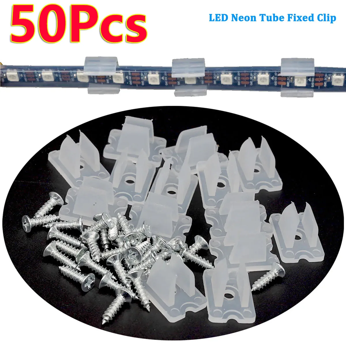 

50Pcs LED Strip Light Clips Neon Strip Clips 8/10mm Led Connector Fix Holder Clip Screw Fixing Neon COB Light Plastic Buckle DIY