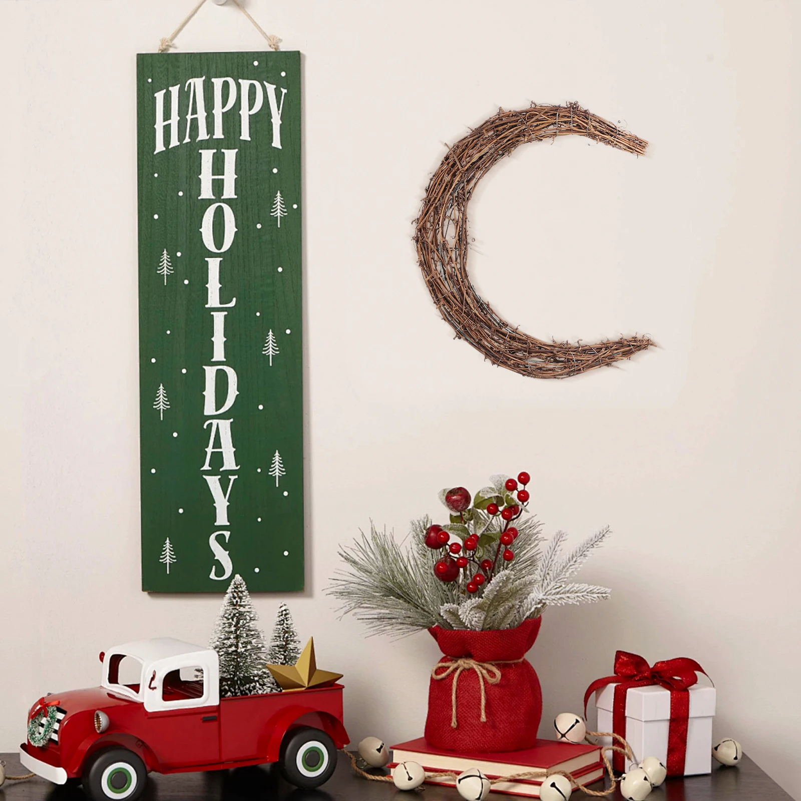 

Decorate Ring Decoration Home Christmas Wreath Rattan Crescent Large Shape