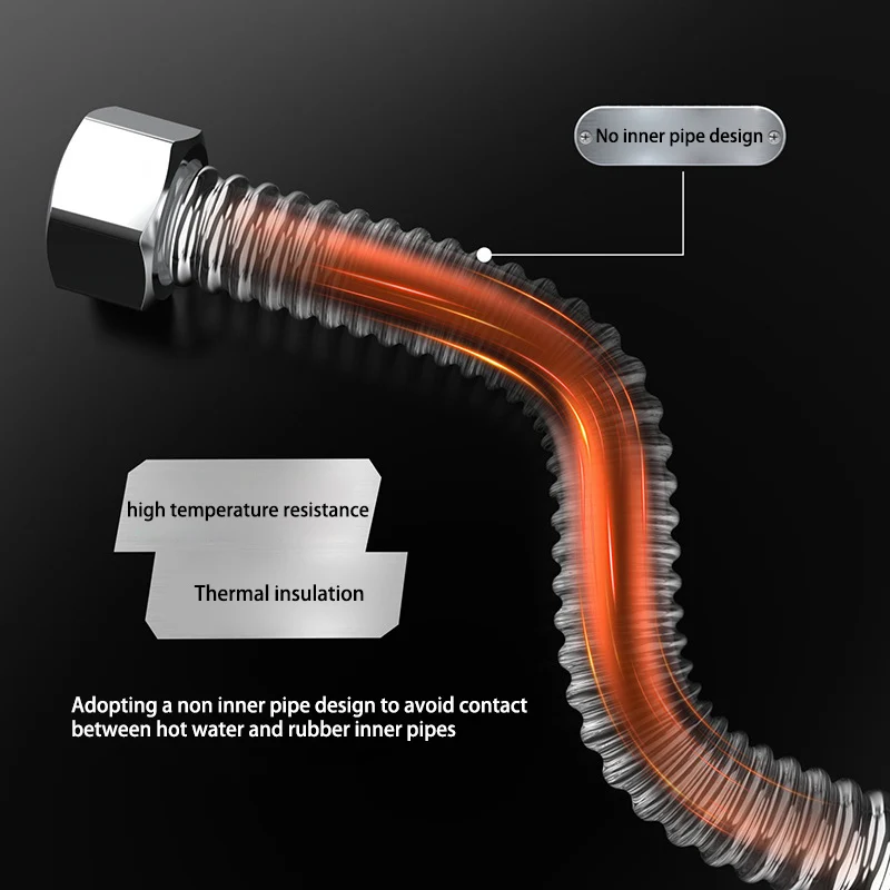 4 Points Metal Hose 304 Stainless Steel Corrugated Pipe High Temperature Resistant Hot And Cold Water Inlet And Outlet Hose