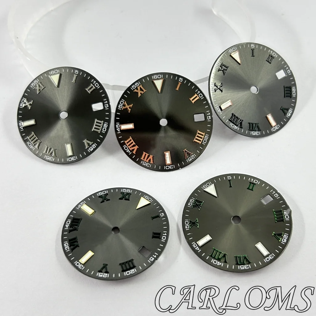 TOP 29mm NH35 NH36 4R35 4R36 Date Movement Gray Silver Gold Rose Gold Mark Sterile Luminous Watch Dial