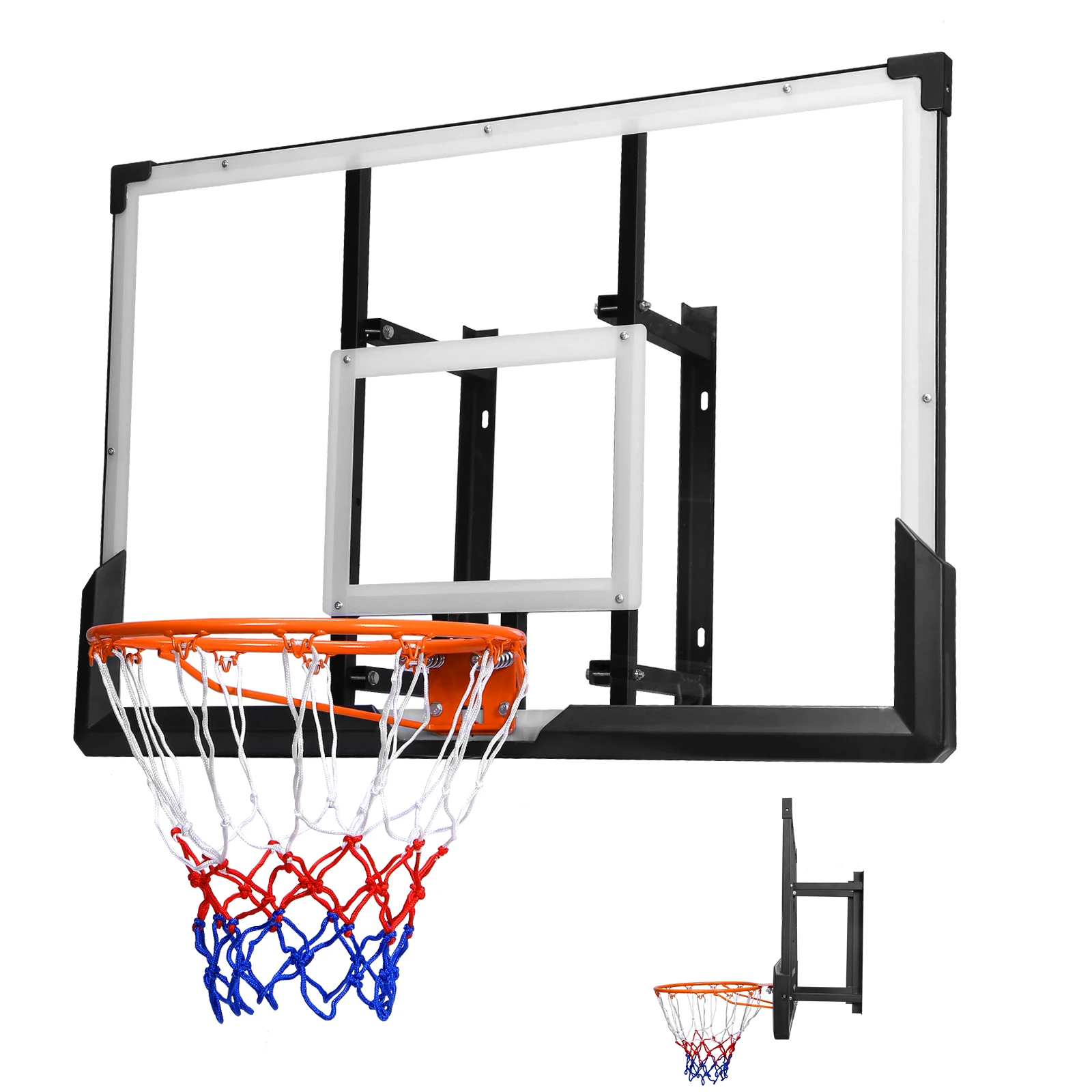 

47-Inch Wall Mounted Basketball Hoop PC Backboard Basketball Goal for Teens and Adults