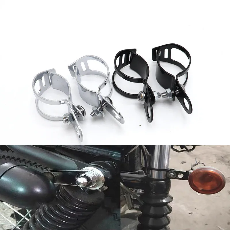 Universal Motorcycle 33-43 mm Turn Signal Relocation Fork Clamps Holder Mount Bracket Cafe Racer Old School