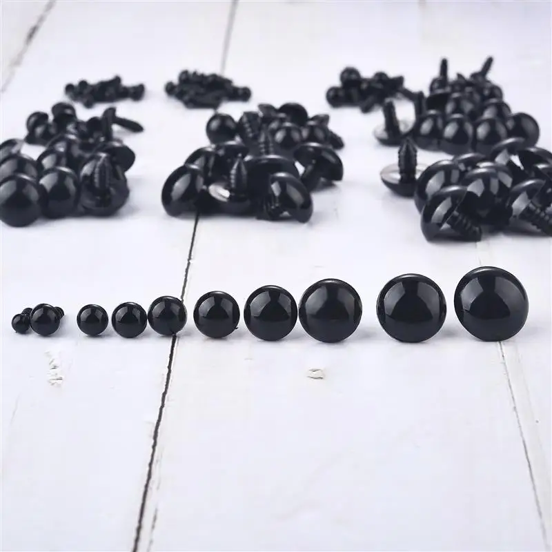 

100pcs 5-12mm Eyeball Doll Accessories Black Plastic Plush Safety Eyes Amigurumi For Toys 5mm 8mm 12mm DIY Funny Toy Eyes Animal