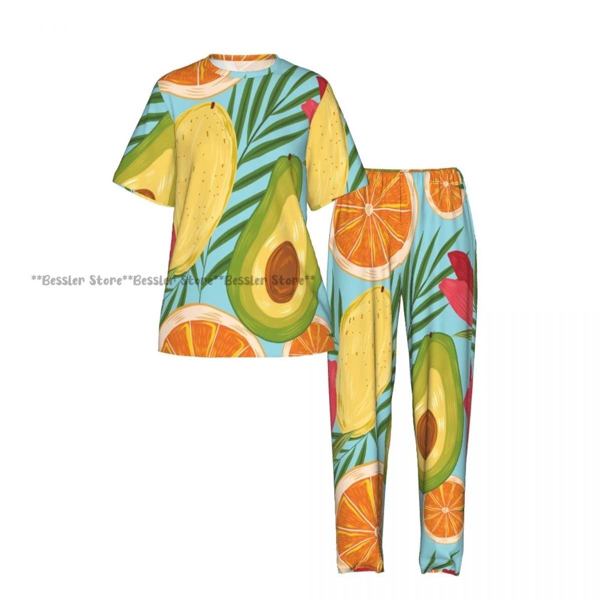 Women's Tropical Fruit short sleeve trousers casual pajamas set