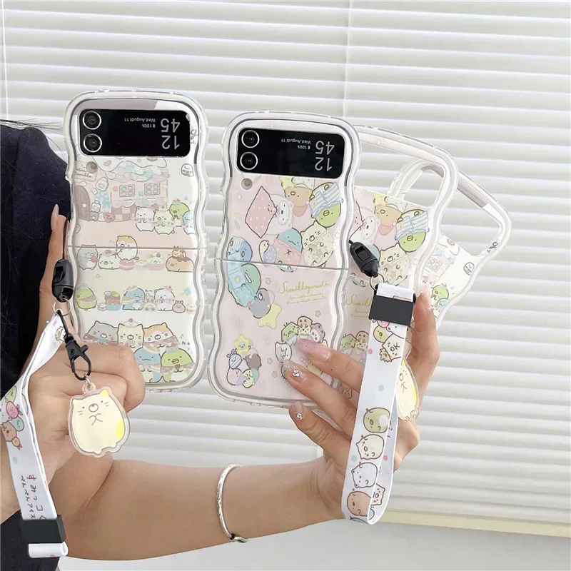 Kolorowe etui na telefon Cute Little Creatures do Samsung Galaxy Z Flip 3 4 5 6 Hard PC Back Cover do ZFlip5 ZFlip6 Case Shell