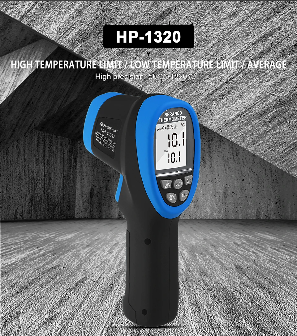 HP-1320 Termometro a infrarossi senza contatto Sicurezza a distanza Durevole Facile da usare Misurazione rapida Ampia gamma di misurazioni HOLDPEAK 1320