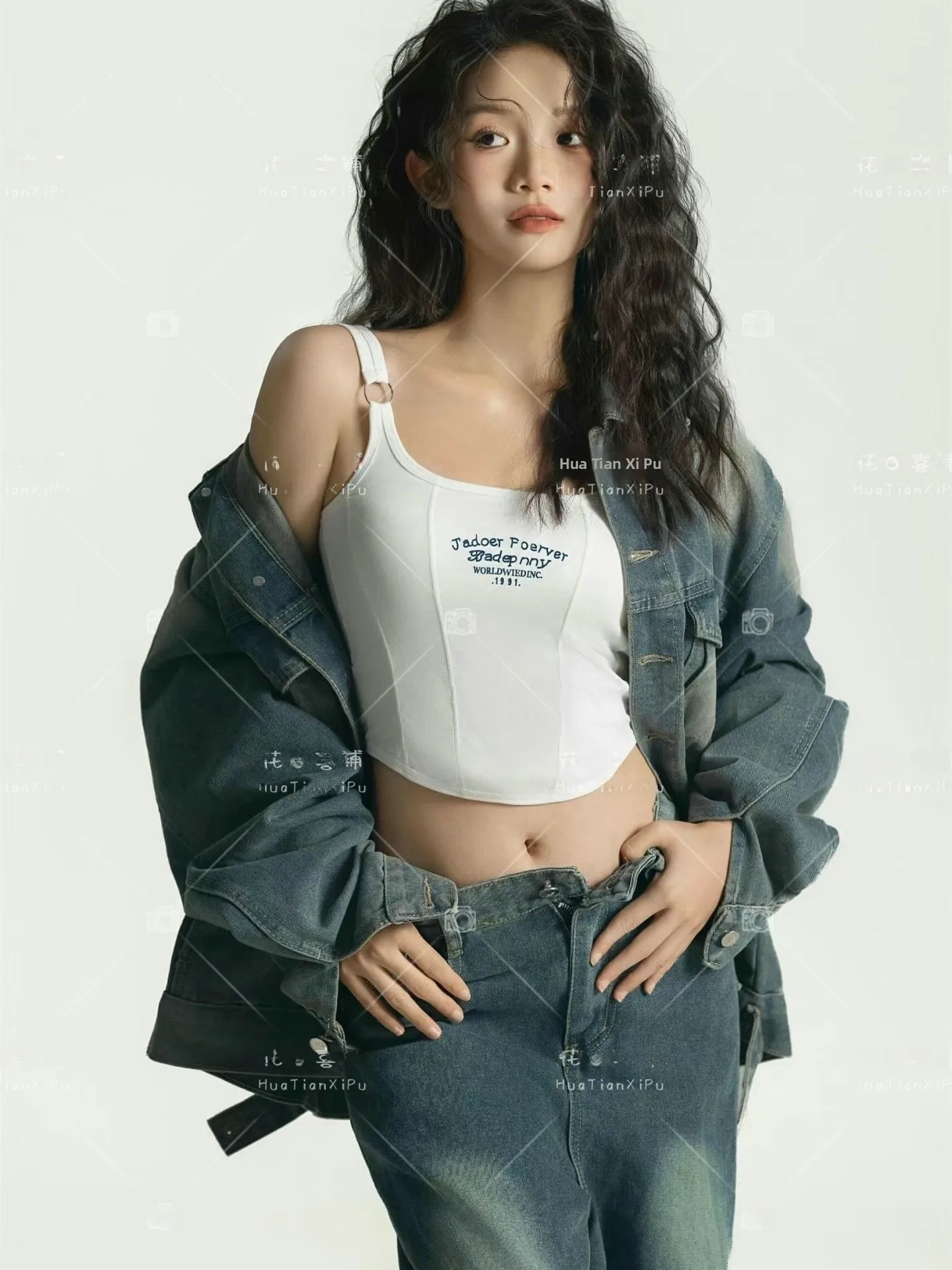 

2026 Studio Theme Korean Mixed Style Denim Photography Fashion Sweet Cool Birthday Personality Artistic Portrait Clothing