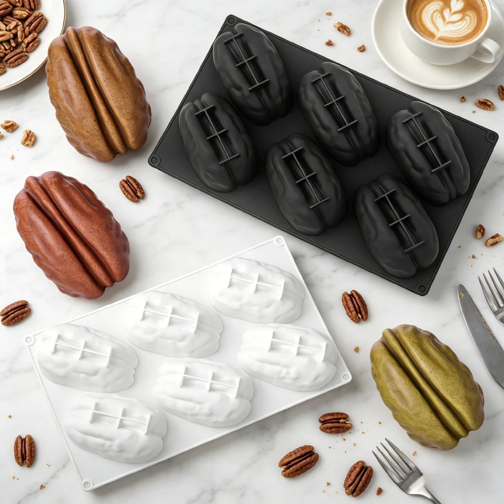 Pecan Nuts Design Chocolate Mold 1 or 3 or 4 or 6 or 12-Cell Silicone French Mousse Cake Mould Kitchen Dessert Tools Soap Moulds