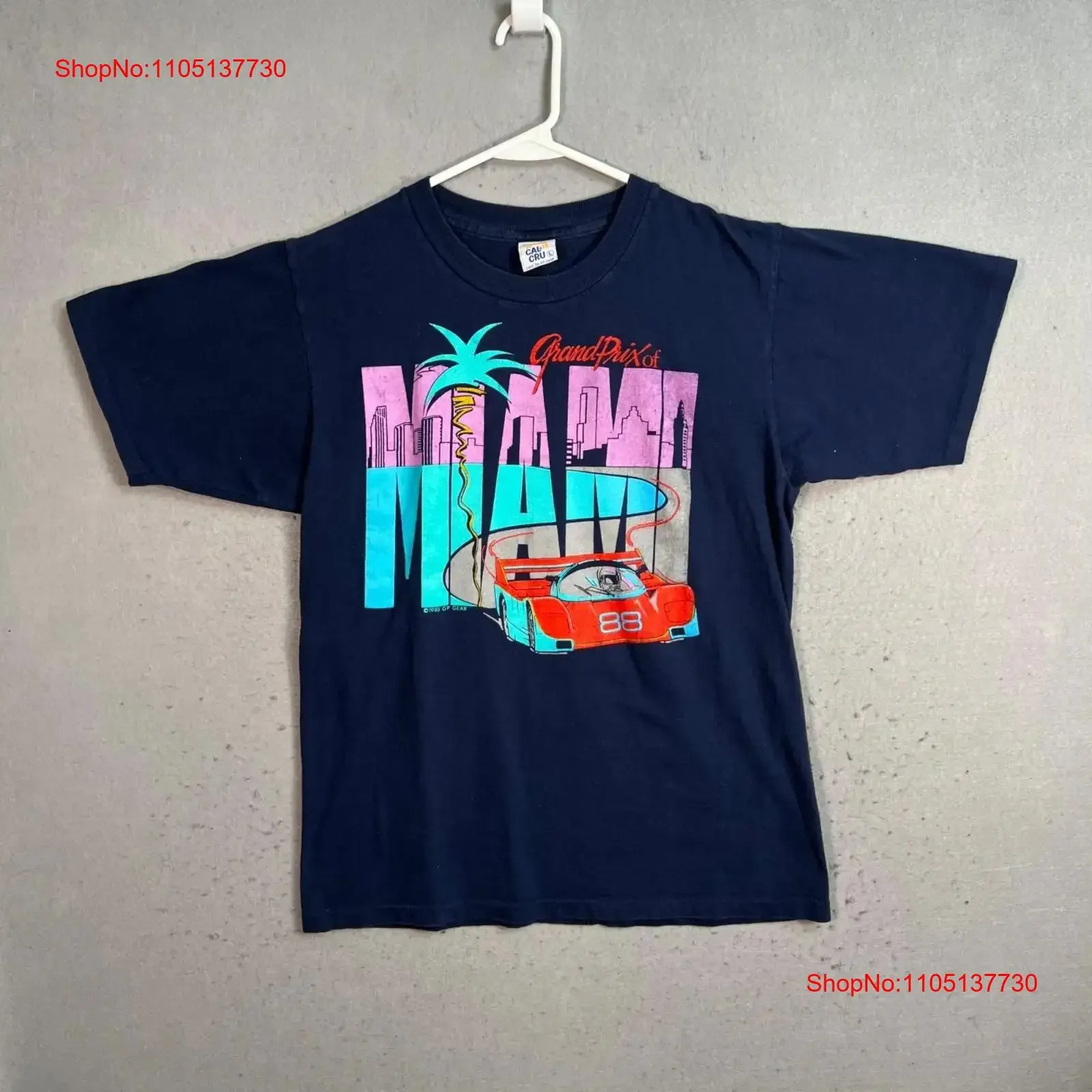 تي شيرت كلاسيكي لعام 1988 من Grand Prix of Miami Racing GT تي شيرت كبير صنع في الولايات المتحدة الأمريكية للرجال كلاسيكي مغسول كاجوال مريح للجنسين