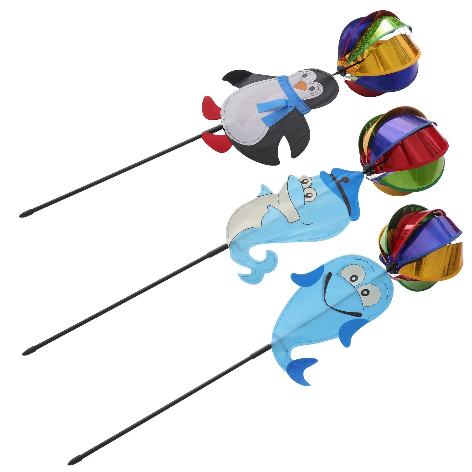 

3Pcs Dolphin Top Ball Decoration Outdoor Garden Funny 3D Cloth Windmill Pinwheel Party Lawn Yard Decor Kindergarten Activity
