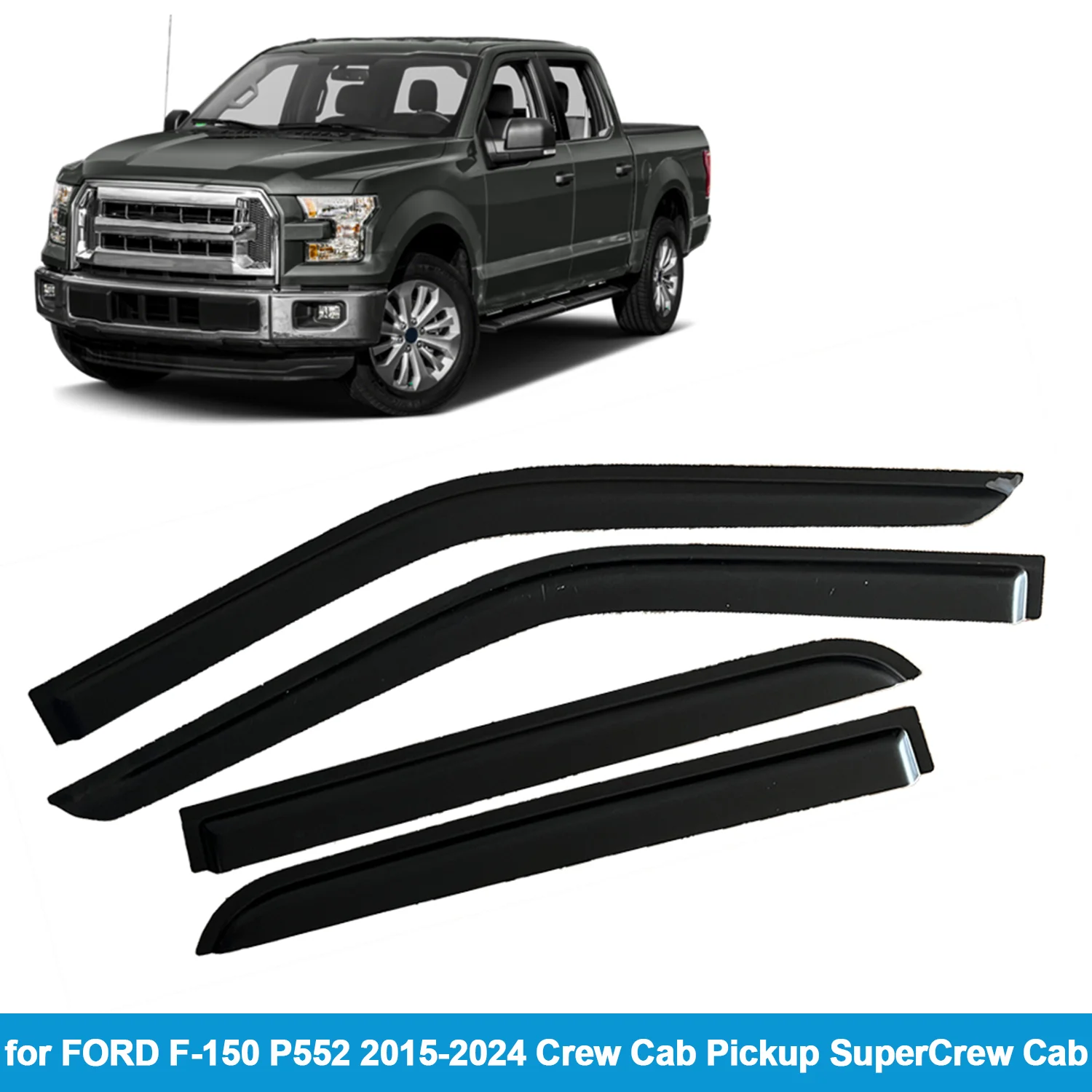 

Оконный козырек для FORD F-150 P552 2015-2025 F150 Crew Cab Pickup SuperCrew Cab, защита от дождя, боковой дефлектор, защита от атмосферных воздействий