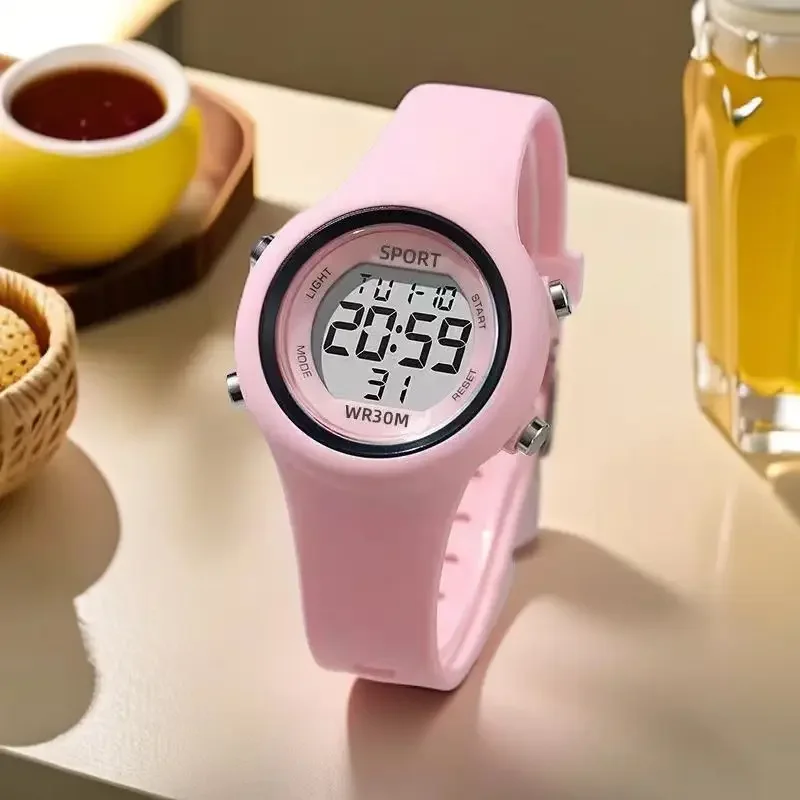 Cat-Ear Kids Watch with Bracelet Waterproof Digital Watch LED Sports Electronic Wristwatch for Girls Boys Students Children Gift