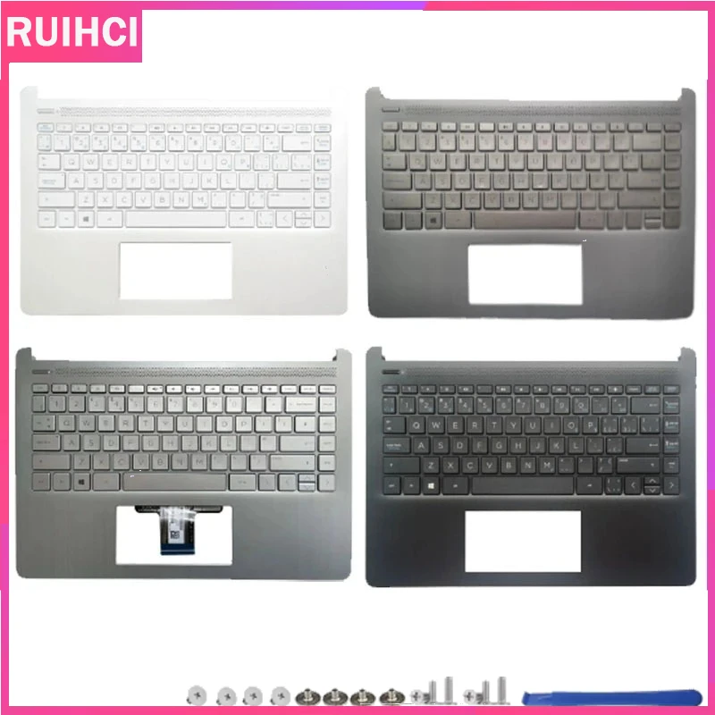 for HP 14-DQ 14-FQ 14S-FR TPN-Q221 New US RU Keyboard Laptop Palmrest Upper Cover Top Case Replacement L88243-251
