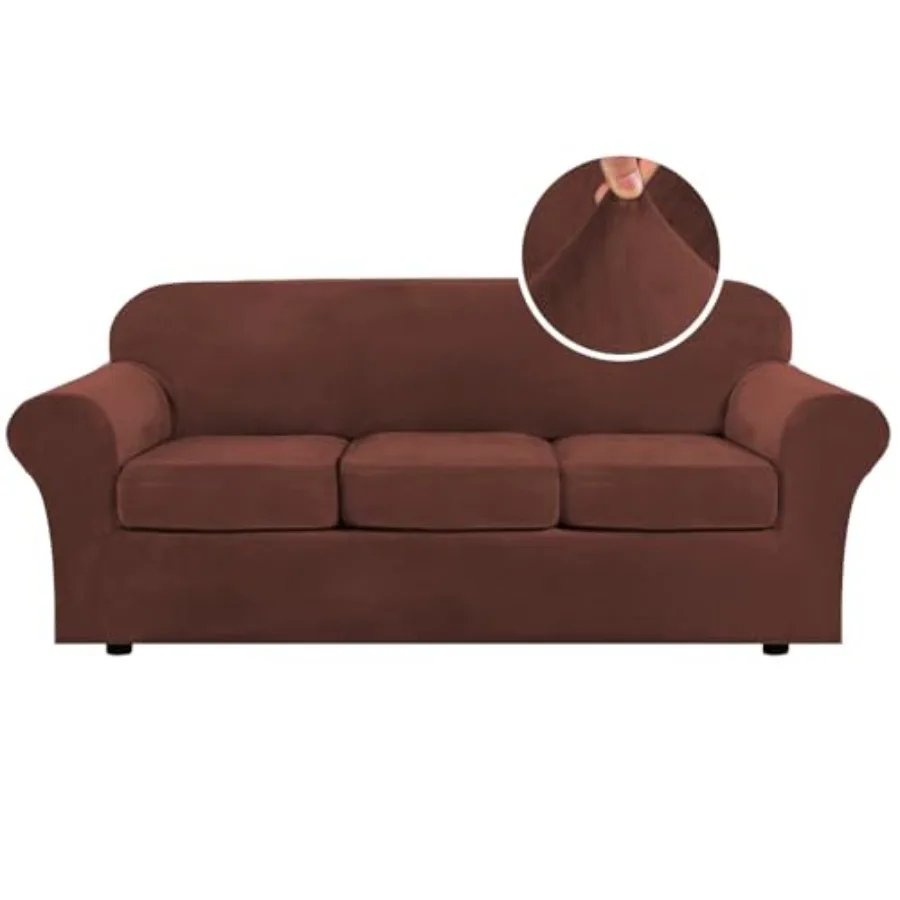 

Современный велюровый чехол для дивана из 4 частей, высокоэластичный, плотно прилегающий, для 3-местного дивана