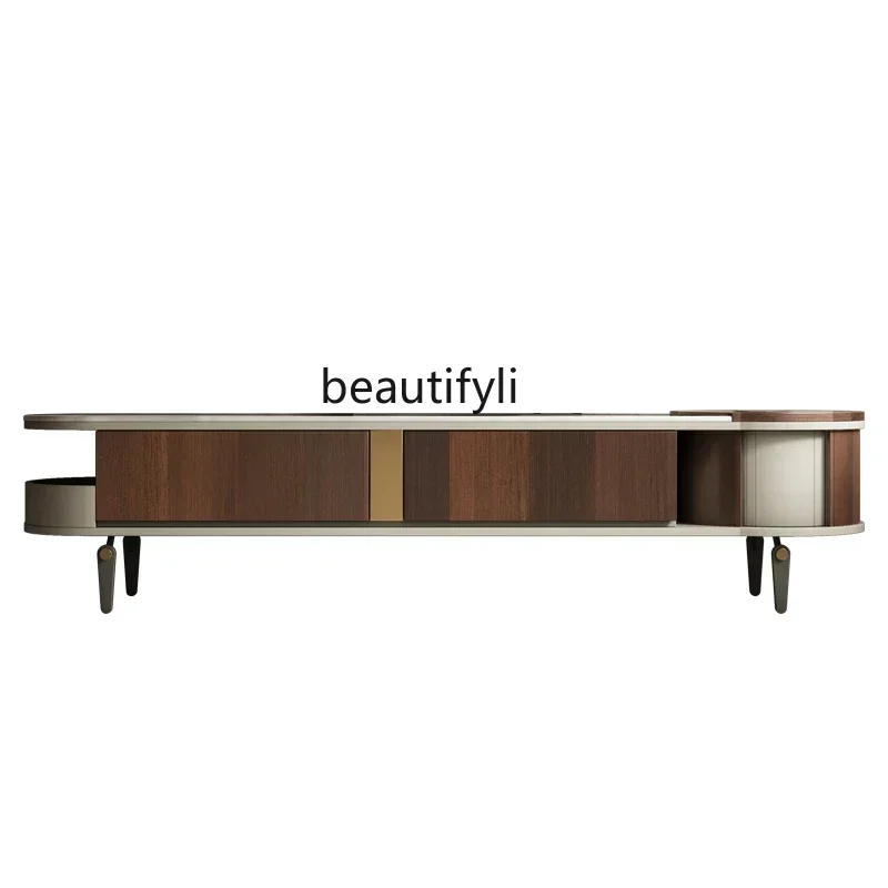 

53Italian minimalist rock panel TV cabinet living room home high-end storage floor cabinet designer creative new wabi sandy wind