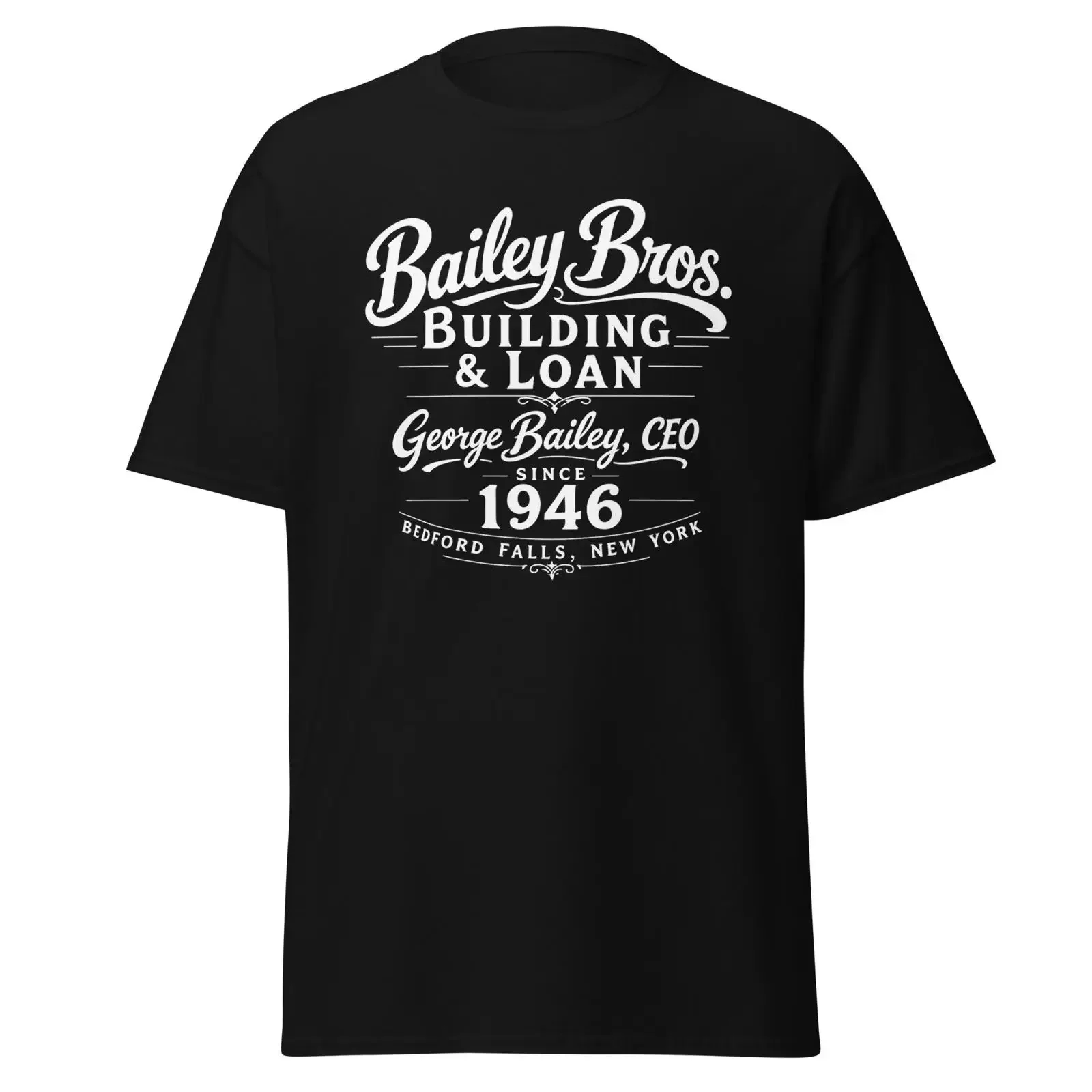 Bailey Bros Building And Loan Bedford Falls New York Christmas Movie Parody Quote T Shirt  vintage Washed Breathable Stylish