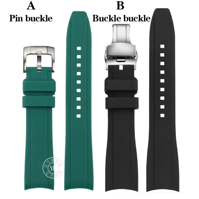 Curved End Rubber Watchband For Casio Swordfish Seiko Tissot Omega Waterproof Silicone Sport Watch Band Bracelet Strap 20 22mm