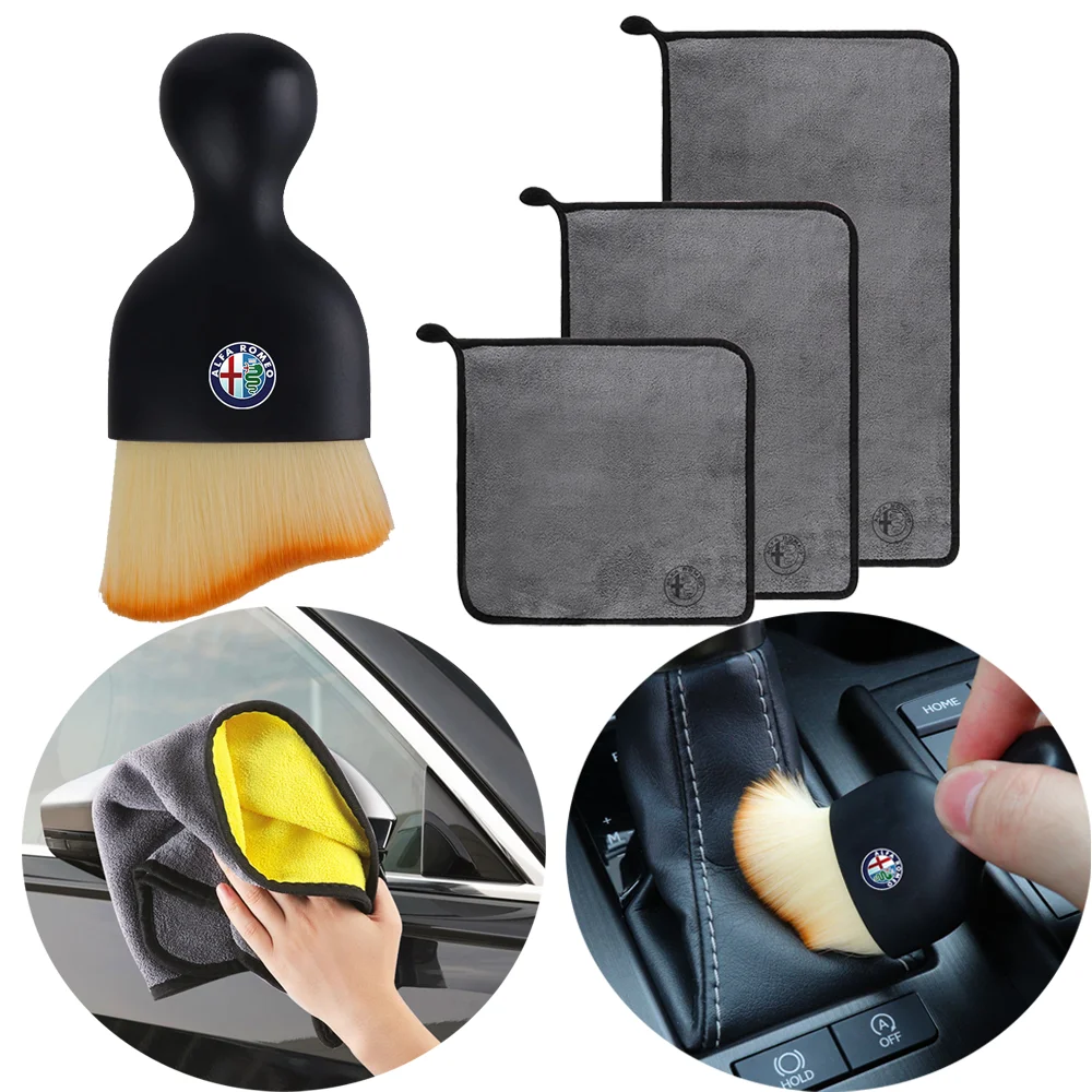 

Car Soft Brush Washing Cleaning Towel Air Vent Dust Removal For Alfa Romeo Stelvio Giulia Giulietta 147 Mito valve Accessories