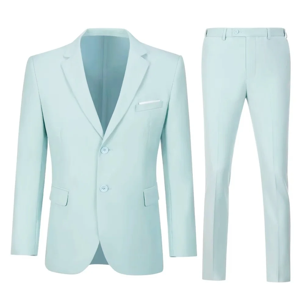 

Men's Slim Fit 2 Piece Suit Set Two Buttons Notch Lapel Blazer Jacket Pants Groom Tuxedo Set for Prom Wedding/Business