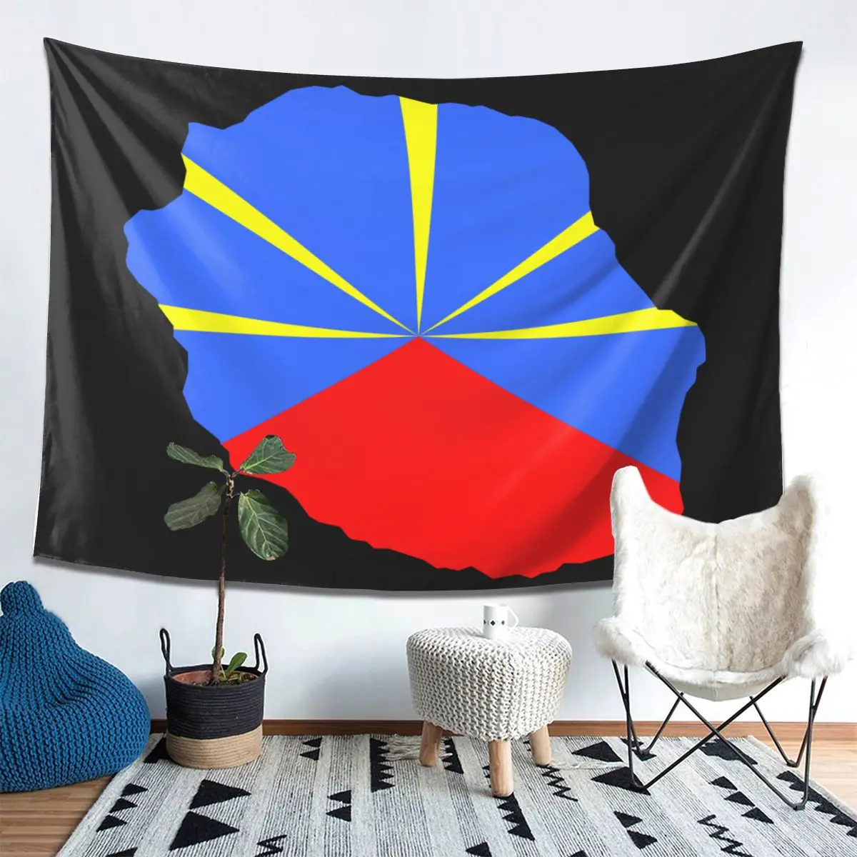 974 جزيرة ريونيون العلم نسيج الديكور الفن الجمالية المفروشات لغرفة المعيشة غرفة نوم المنزل قماش صوفي الجدار الشنق #3