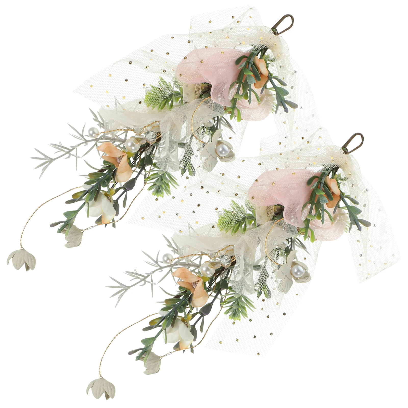 

2pcs Wedding Vine Flower Headband Bridal Pearl Piece Accessories For Women Bridesmaid Festival Head Jewelry Bride Wedding