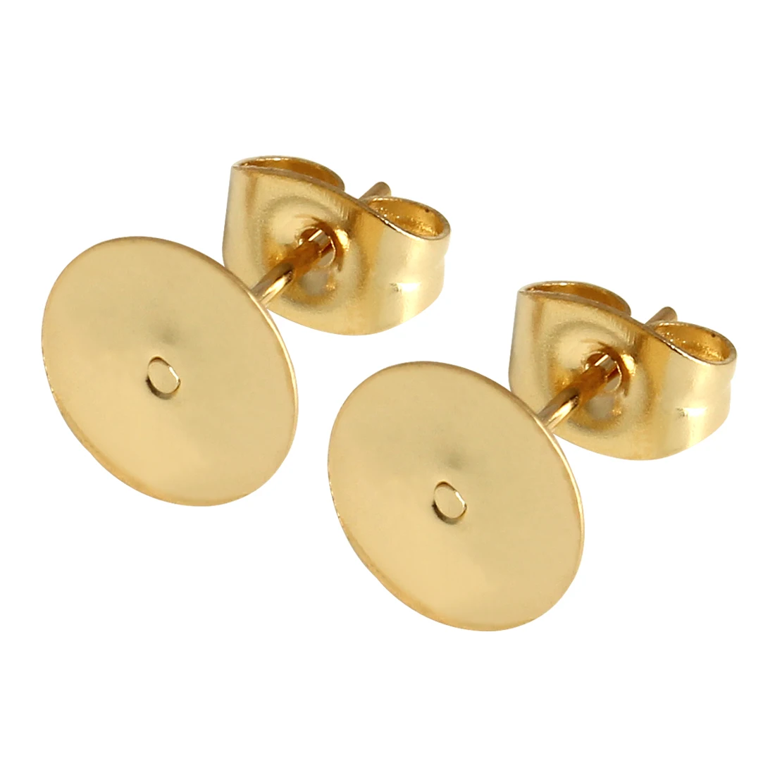 50pcs/lot Gold Stainless Steel Earring Studs Blank Post Base Pins With Earring Plug Findings Ear Back For DIY Jewelry Making