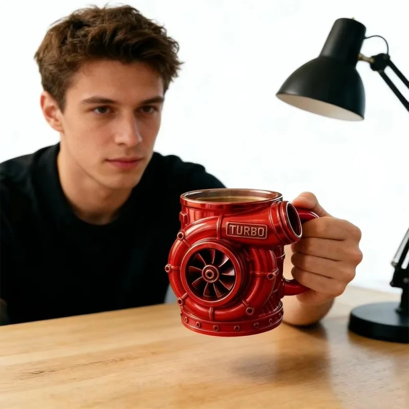 New Turbocharger Design Cup: Unique V8 Turbocharged Engine Coffee Mug Handcrafted Gift Drinkware Gift For Men Water Container