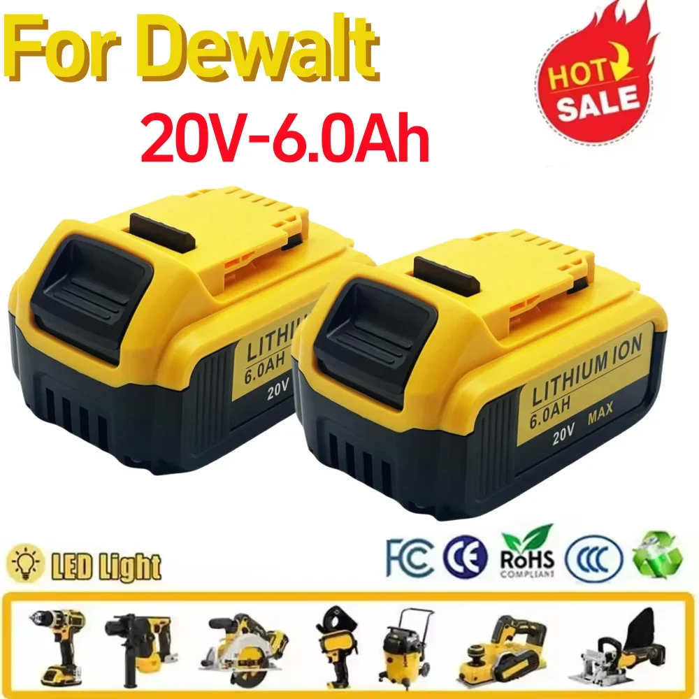 

2024 Upgrade DCB200 20V 6000mAh Battery , charger For Dewalt 18V DCB184 DCB200 DCB182 DCB180 DCB181 DCB182 DCB201 Tools Battery