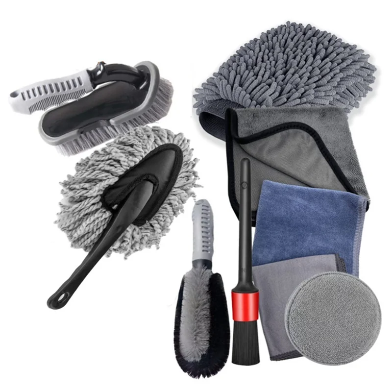 

LNHF Car Wash Brush 1Set 9Pcs Set Car Cleaning Waterproof Gloves Tire Brush Car Washing Kit 1Set