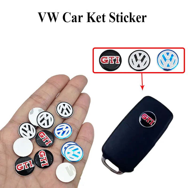 2pcs 14mm Car Key Sticker Aluminum Emblem Decoration Decal For Volkswagen GTI VW Polo Golf Passat Tiguan Arteon Touareg Taigo