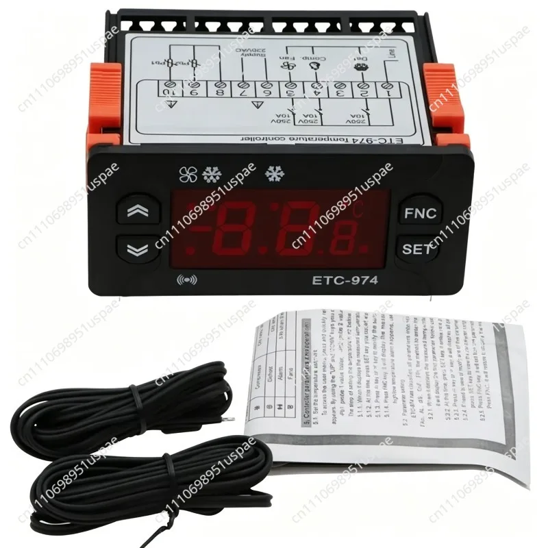 ETC-974 Temperature Controller Refrigerator Defrosting Heating Control Thermoregulator with Dual NTC Sensor 220V