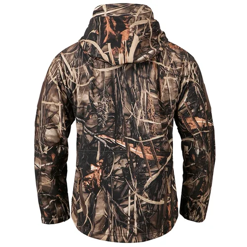 Imagen 2 del producto Chaqueta de caza de camuflaje silenciosa para hombre, chaquetas tácticas de lana impermeables, abrigo con capucha para senderismo y pesca al aire libre
