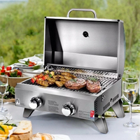 Outdoor portable camping barbecue stove household gas stove outdoor windproof American barbecue grill picnic stove