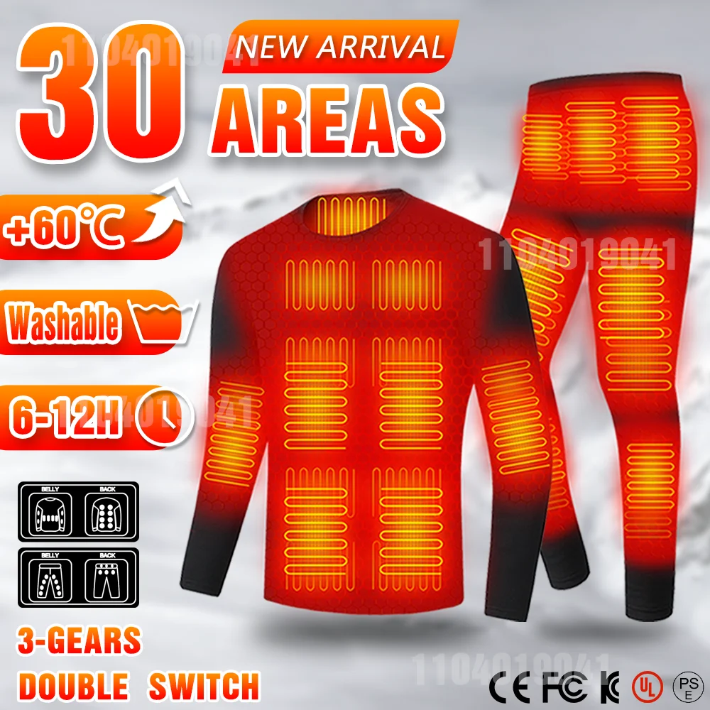 30 مناطق ساخنة الملابس الداخلية بدلة تزلج الشتاء الحرارية ساخنة سترة USB سترة التدفئة الكهربائية الملابس درجة حرارة ثابتة S-5XL #1