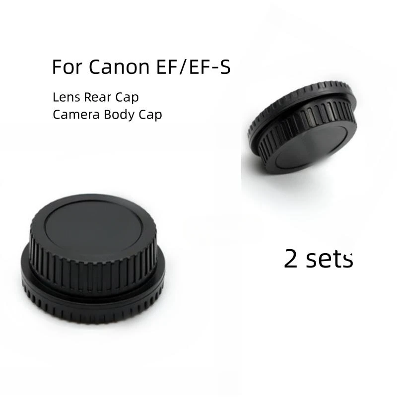 2 PCS Rear Lens Cover+Camera Body Cap Anti-dust Protection ABS Plastic Black for Canon EOS EF EFS 5DII 6D Camera Accessories L