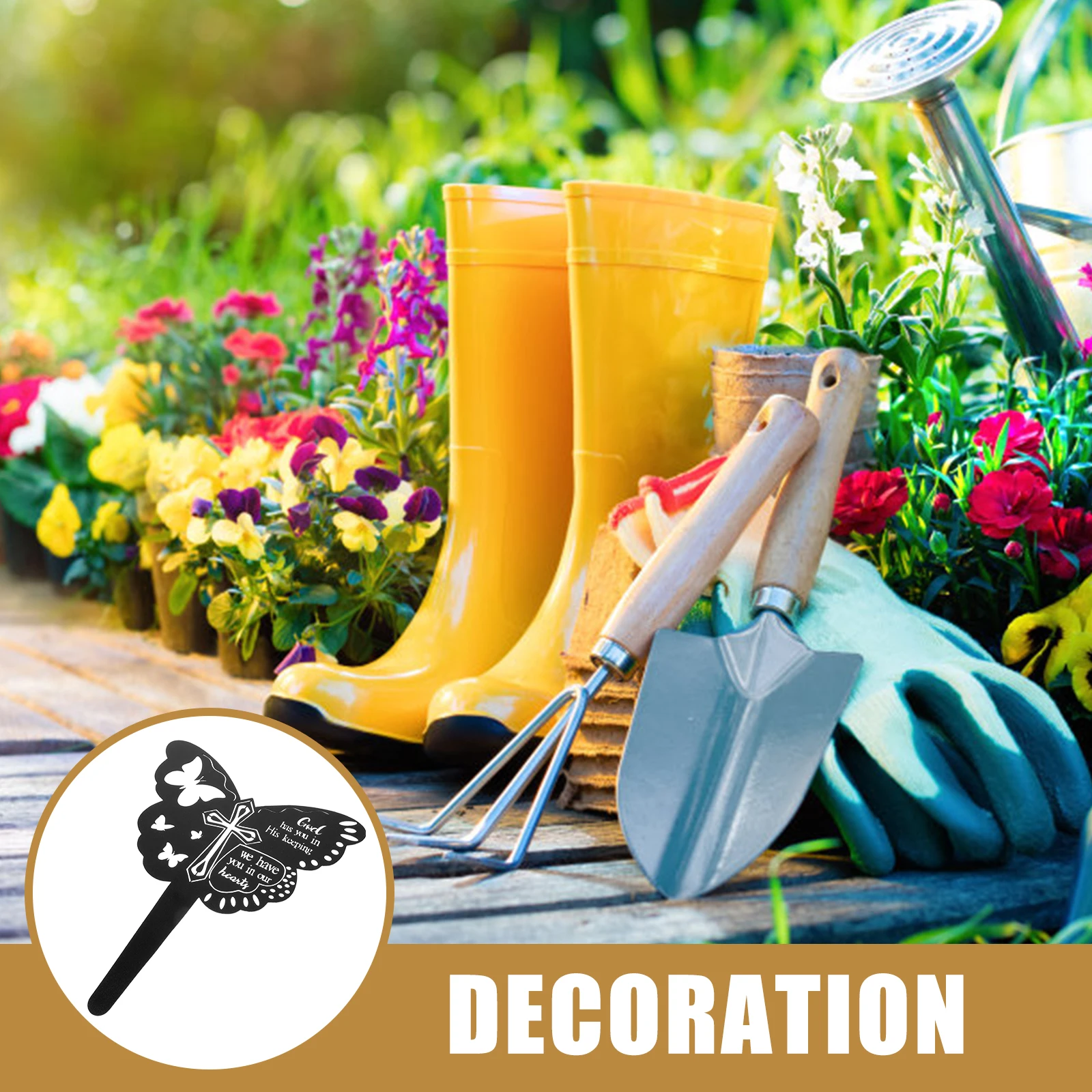 

Butterfly Grave Decoration Memorial Stake 270x220mm Cemetery Adorn Lawn nament Garden Courtyard Decorations