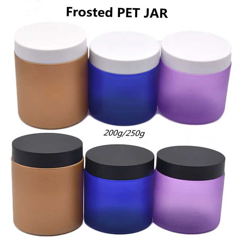 10/20/30pcs 200g250g Empty Cream Jar Facial Mask PET Container Frosted Bottle With Matte Lid Makeup Cosmetic Packing Bottle