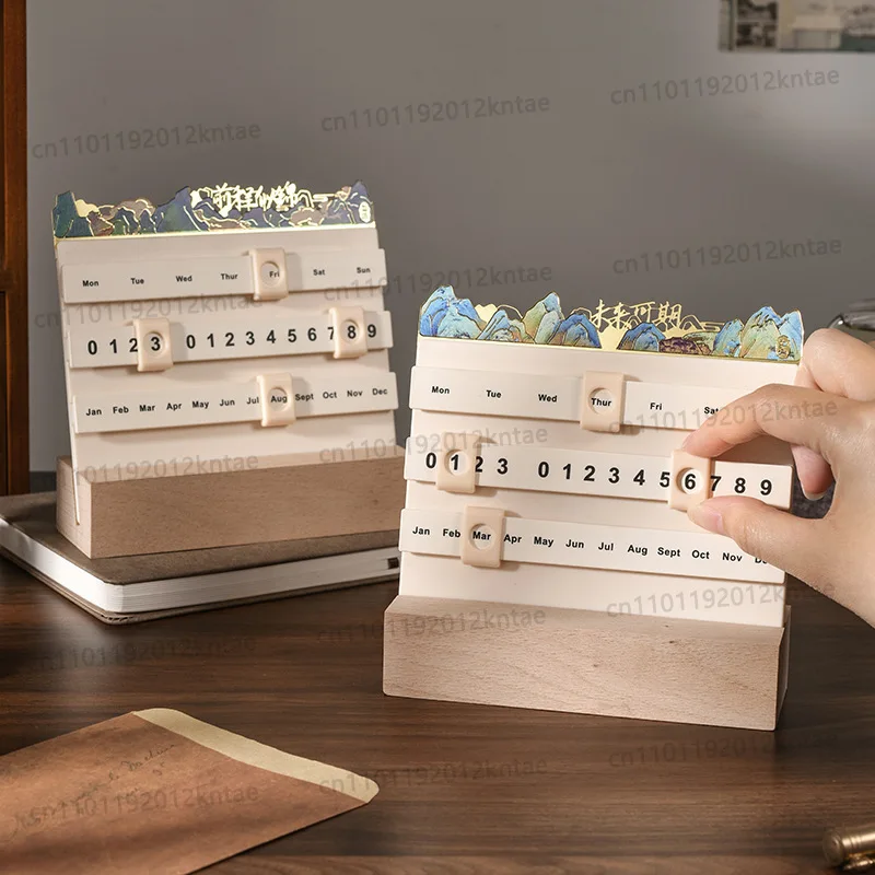 2026 wooden desk calendar slider perpetual calendar college entrance examination countdown desktop ornaments