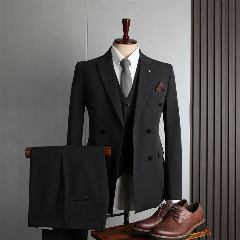 

F47-Business casual fashion Korean style slim plus size banquet wedding suit for men