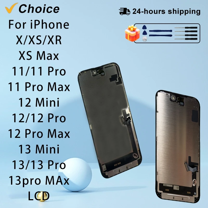 CHOICE AAA+ OLED For iPhone X XR XS LCD Replacement Part For 11 Pro 12 Mini 13 Pro Max 14 Plus Display 3D Touch Screen Digitizer