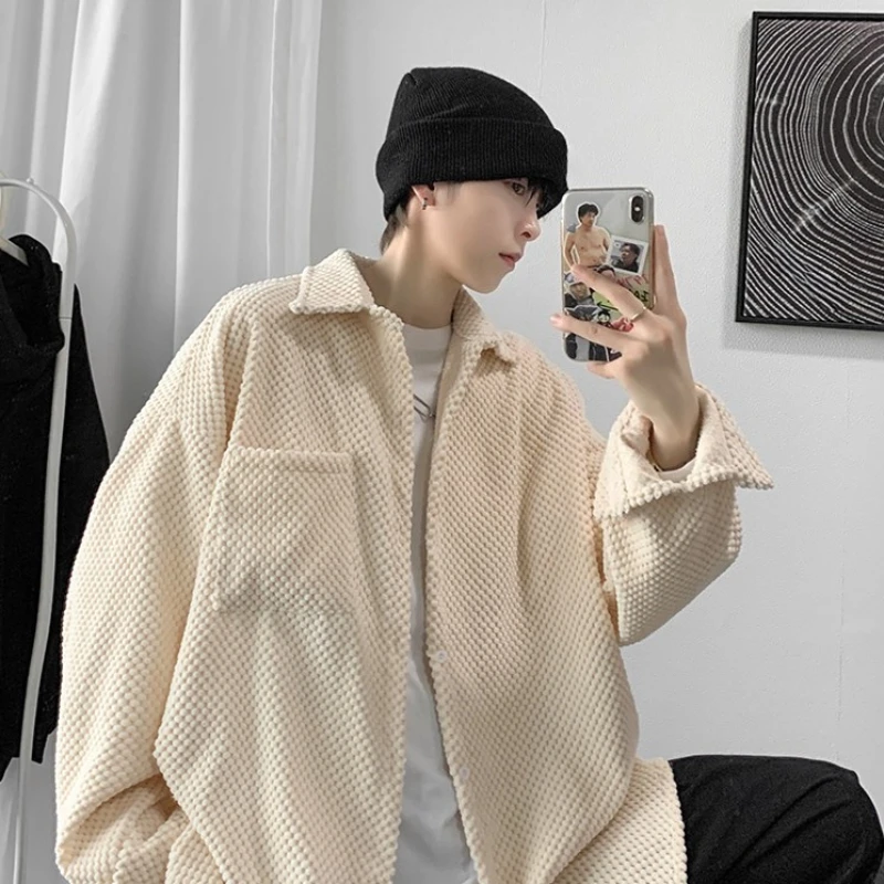 

Мужская рубашка с длинным рукавом, осень 2021, новая повседневная рубашка в стиле ретро, свободная вельветовая верхняя одежда с чувством дизайна