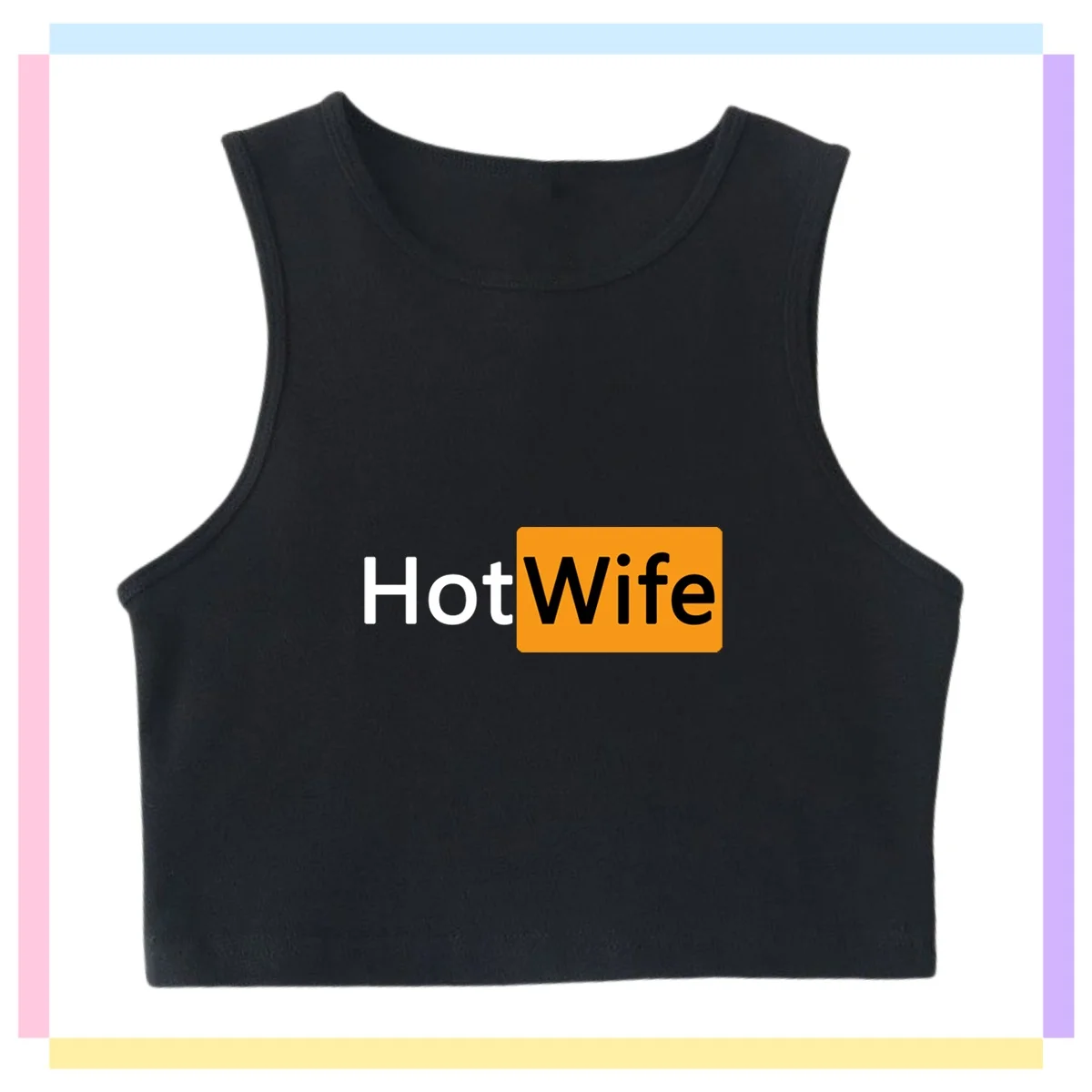 “Hot Wife” Summer High Neck Tank Tops for Women Casual Sleeveless Basic Knit Slim Fitted Shirts