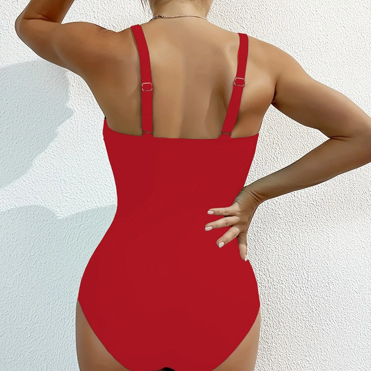 Red One Piece Swimsuit Woman Deep V Bodysuit Swimwear High Cut Beach Wear 2024 Push Up Bathing Suits Ladies Holiday Pool Summer