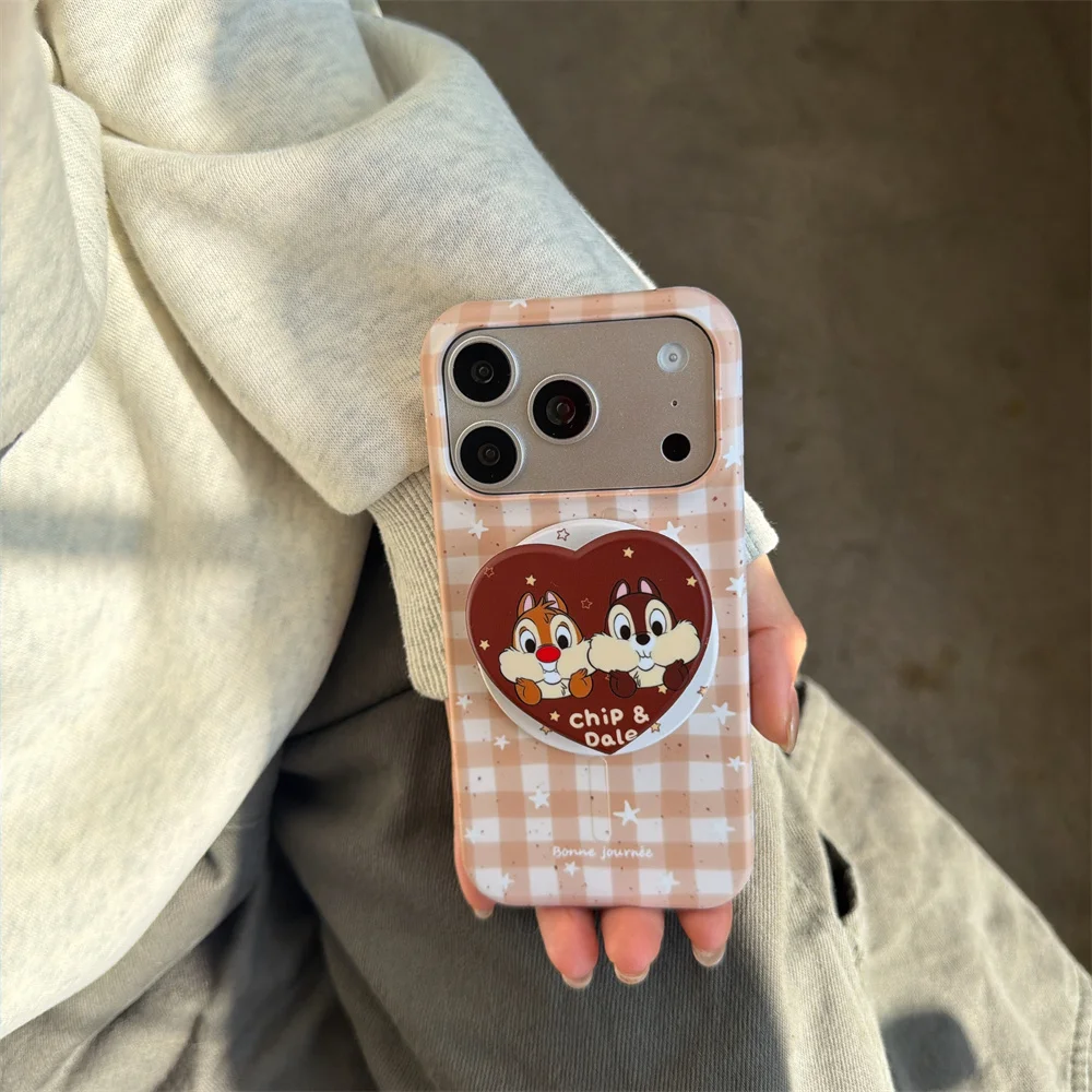 

Korea INS Star Plaid Magnetic Phone Case for iPhone 17 Pro 15 14 13 16 Pro Max Fundas With Magsafe Cartoon Stand Shockproof Cove